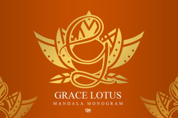 Grace Lotus Mandala Monogram Font for Editorial Design